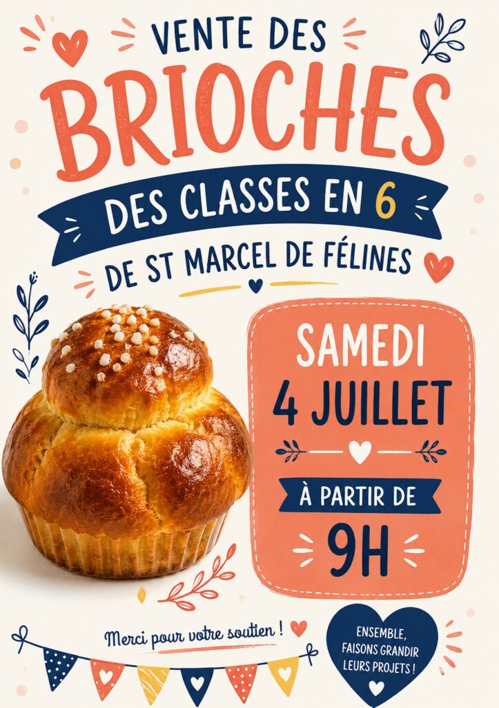 AFFICHE VENTE BRIOCHES CLASSES EN