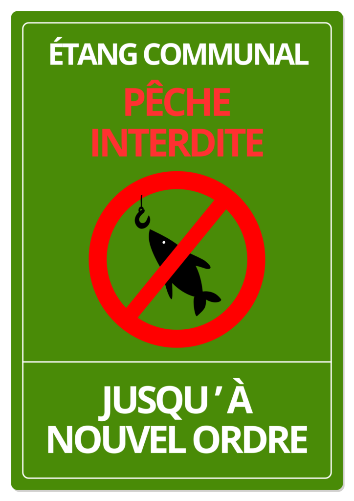 Affiche Pêche Interdite Simple Illustré Vert Blanc Rouge