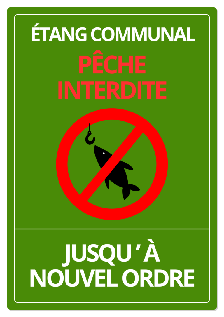 Affiche Pêche Interdite Simple Illustré Vert Blanc Rouge