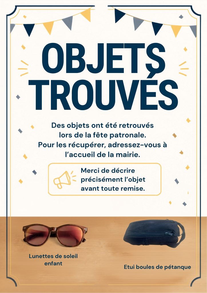 Affiche d’objets trouvés de fête